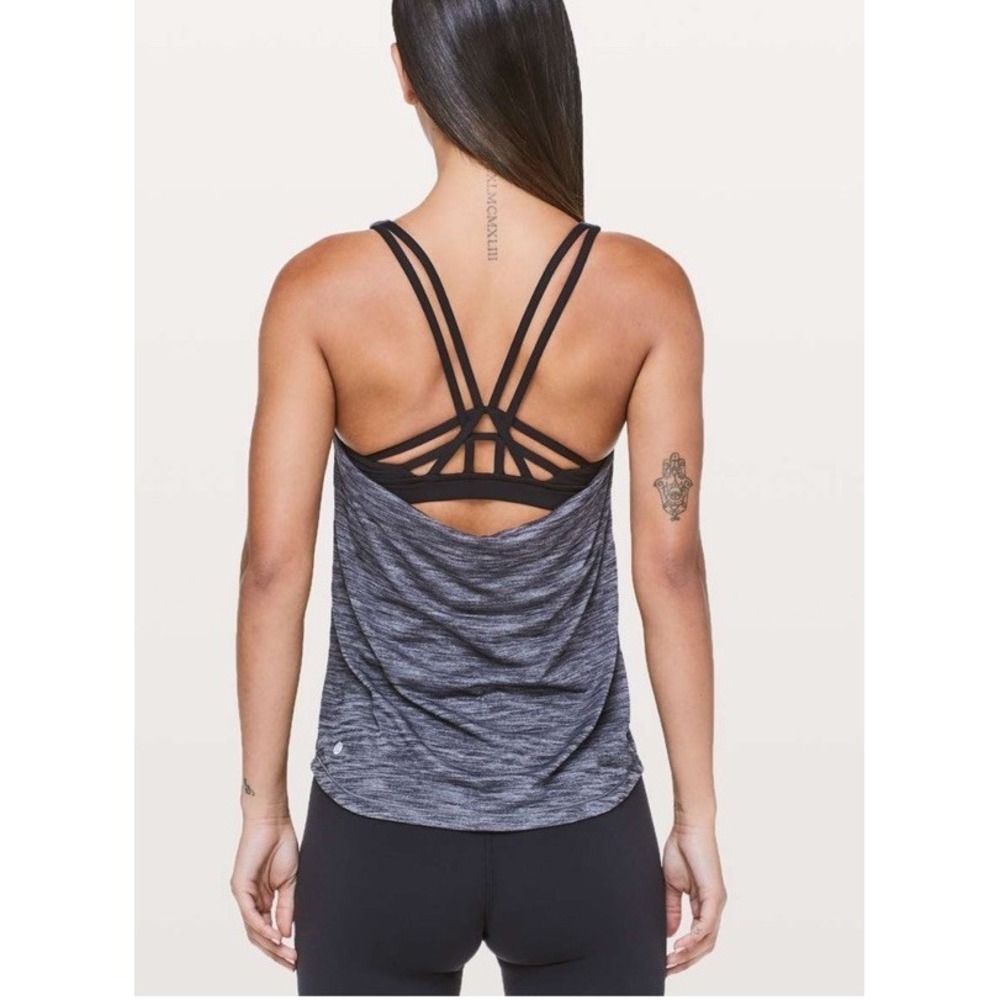 Lululemon Slay the Studio 2-In-1 Gray and Black Tank Size 6